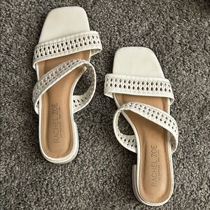 Rachel Zoe Cream Woven Strap Sandals